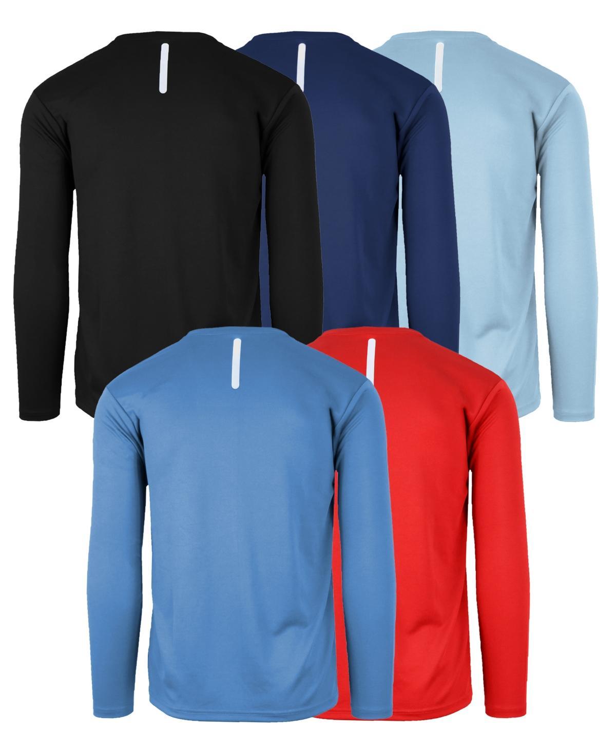 Galaxy By Harvic Mens Long Sleeve Moisture-Wicking Performance Crew Neck Tee -5 Pack Product Image