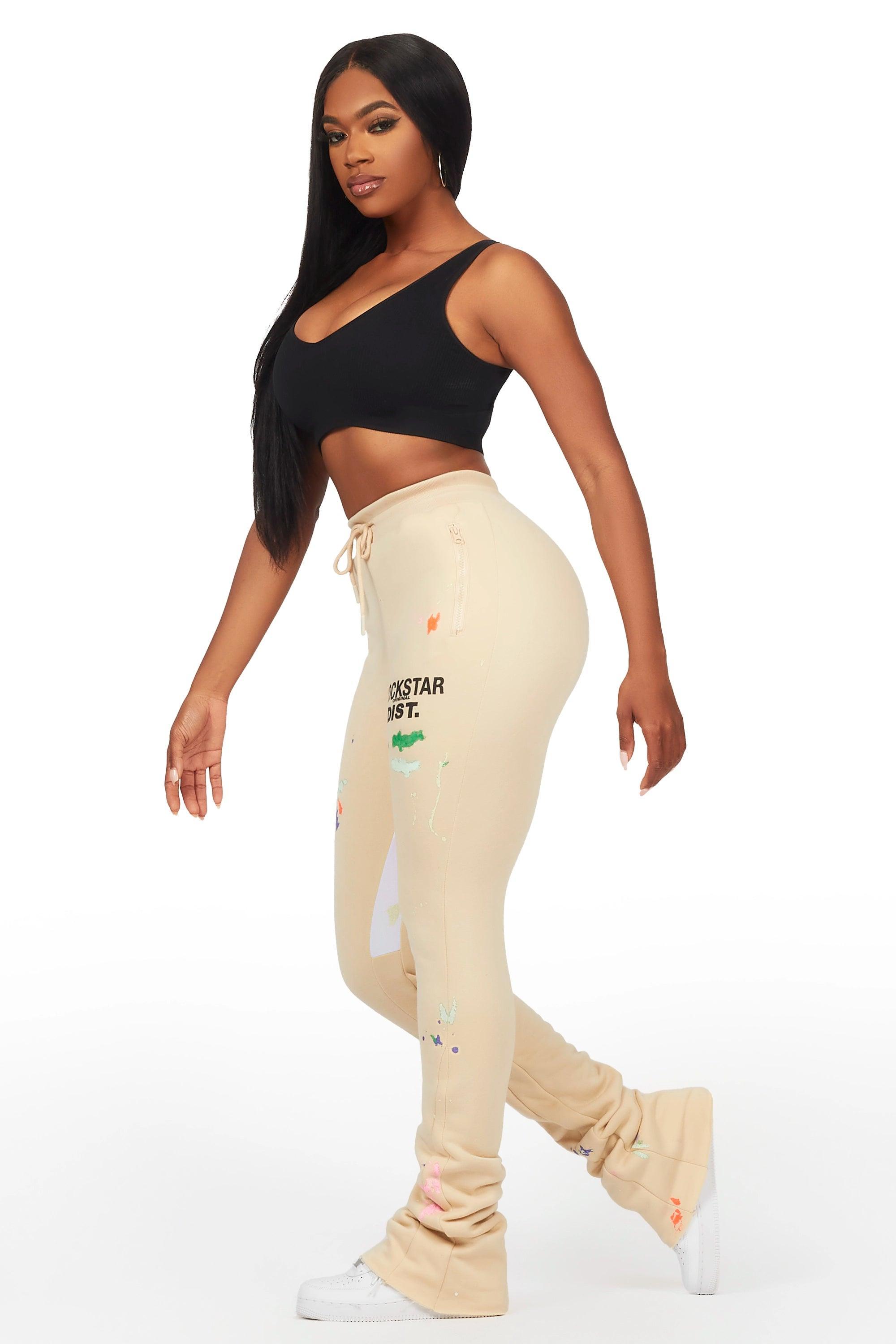 Karenthia Beige Stacked Track Pant Female Product Image