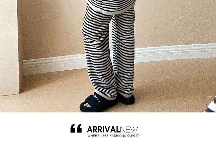 Maternity Hooded Striped Pajama Set Product Image