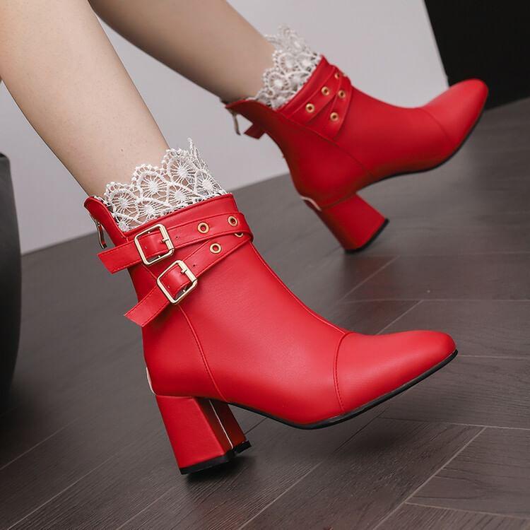 Block Heel Pointed Ankle Boots product image