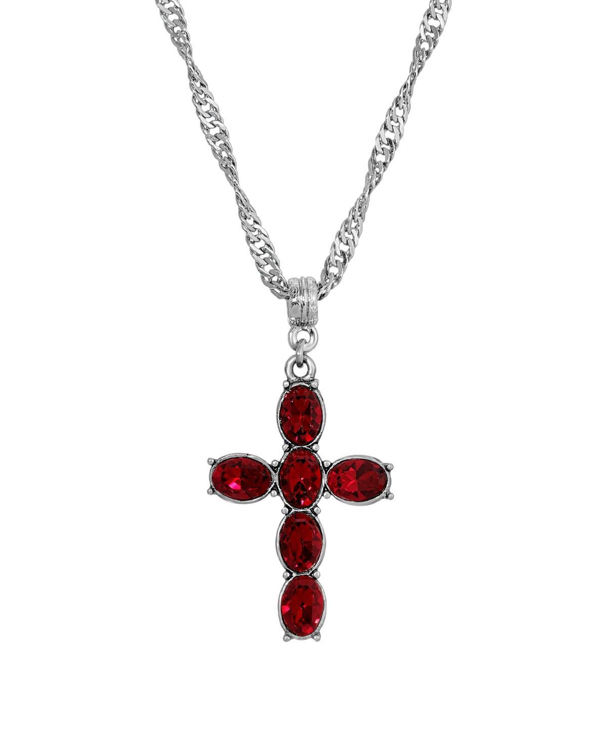 Symbols of Faith Crystal Cross Twisted Necklace, Womens, Red Product Image