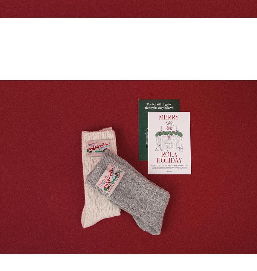 Label Woolen Crew Socks (Gray) Product Image