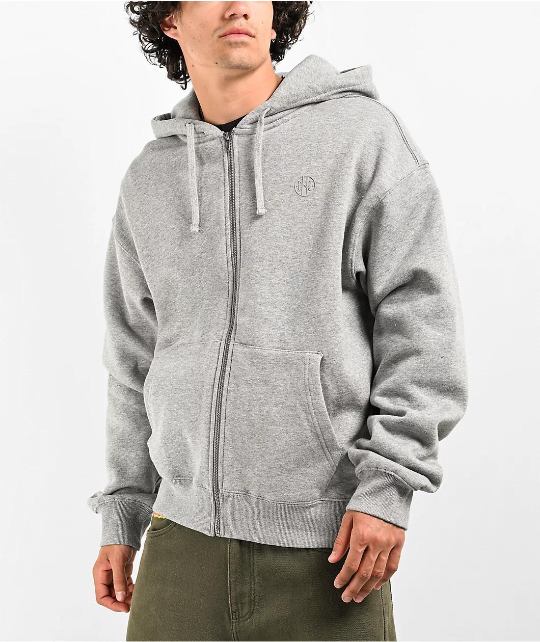 Ninth Hall Fundamentals Heather Grey Boxy Zip Hoodie Product Image