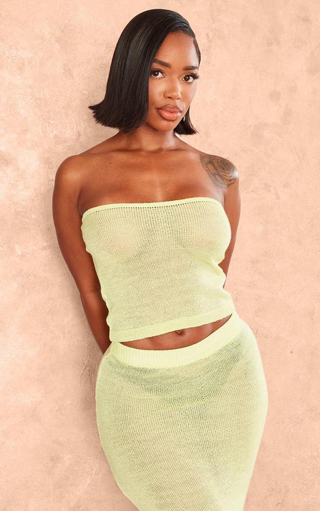 Shape Lime Knit Sheer Longline Bandeau Top Product Image