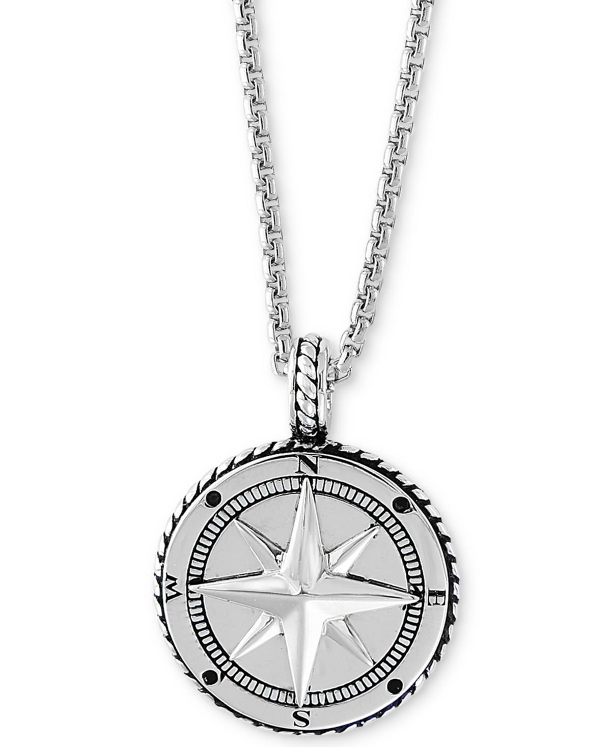 Effy Mens Compass 22 Pendant Necklace in Sterling Silver Product Image