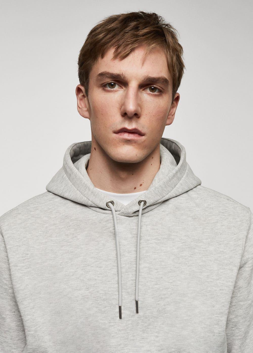 MANGO MAN - Cotton kangaroo-hooded sweatshirt medium heather greyMen Product Image