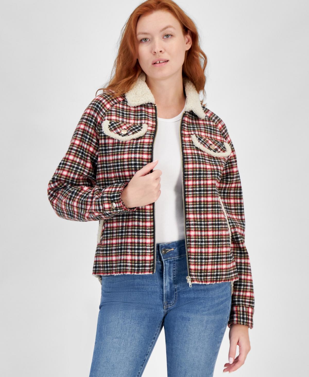 Nautica Jeans Womens Cottage Plaid Fleece Zip-Up Jacket Product Image