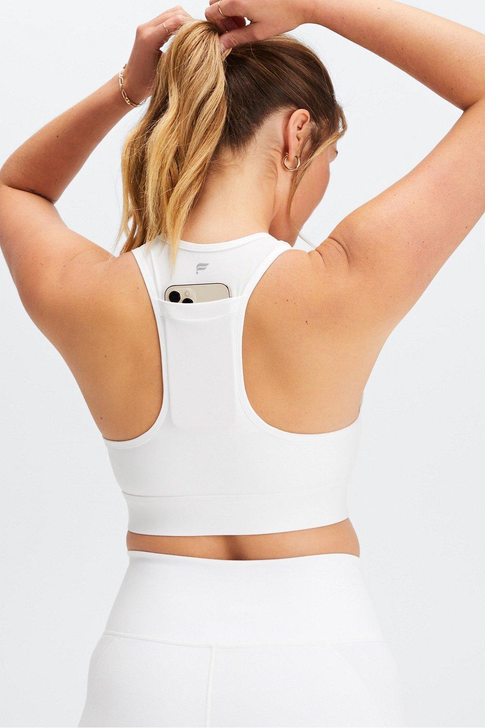 Fabletics On-The-Go Medium Impact Sports Bra Womens white plus Size 4X Product Image