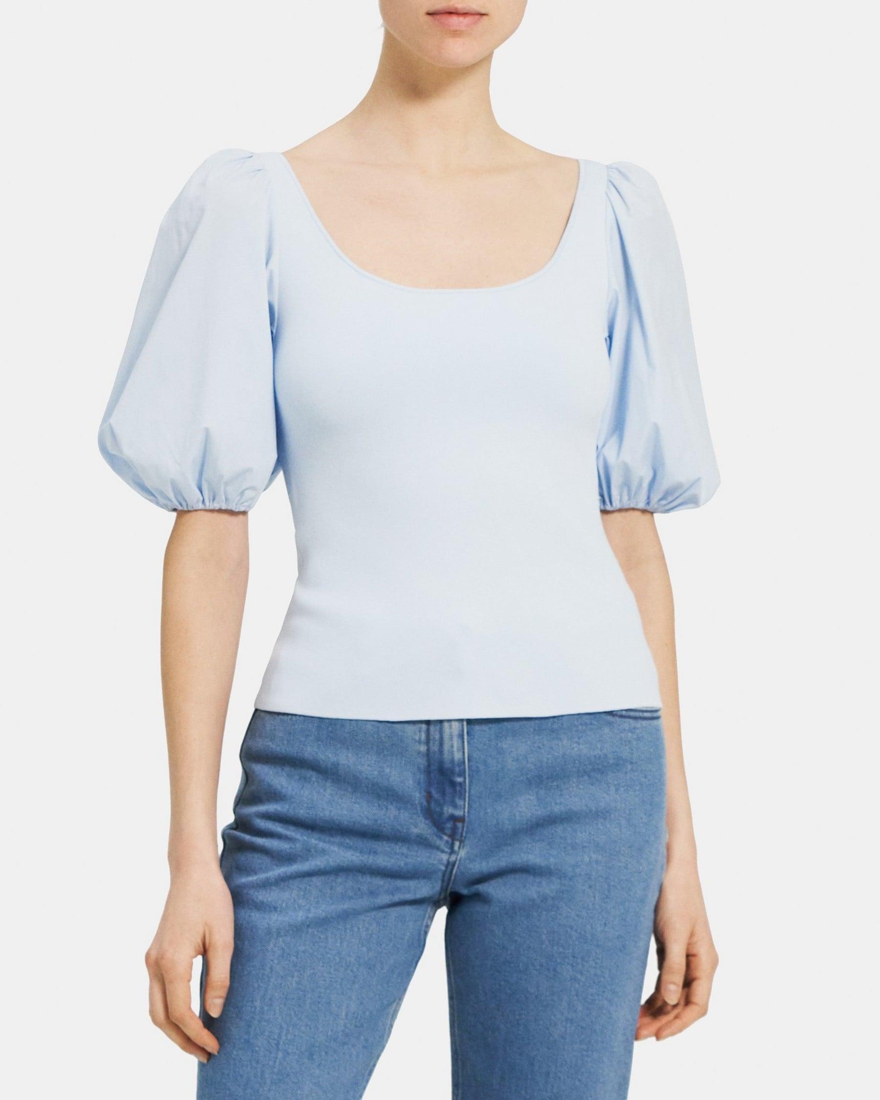 Puff Sleeve Top in Stretch Knit Product Image