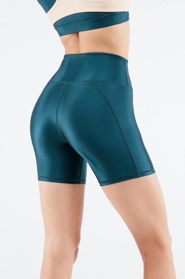 Fabletics High-Waisted Shine Short 6 Womens blue plus Size 4X Product Image