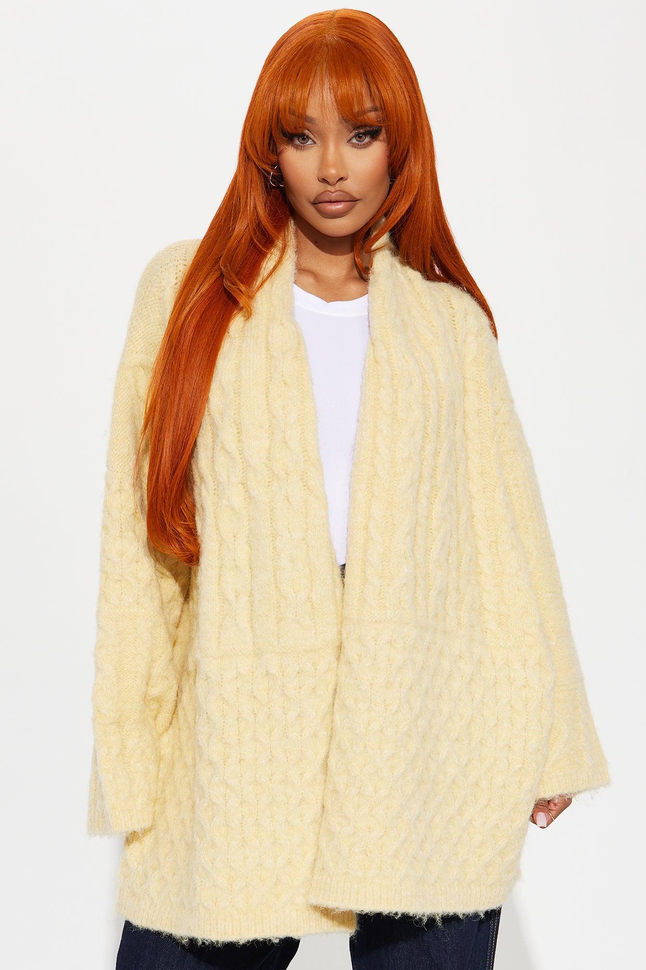 Fable Cable Knit Cardigan - Yellow Product Image