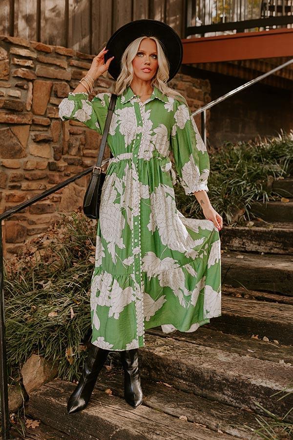 Bistro Bound Floral Midi in Green Product Image