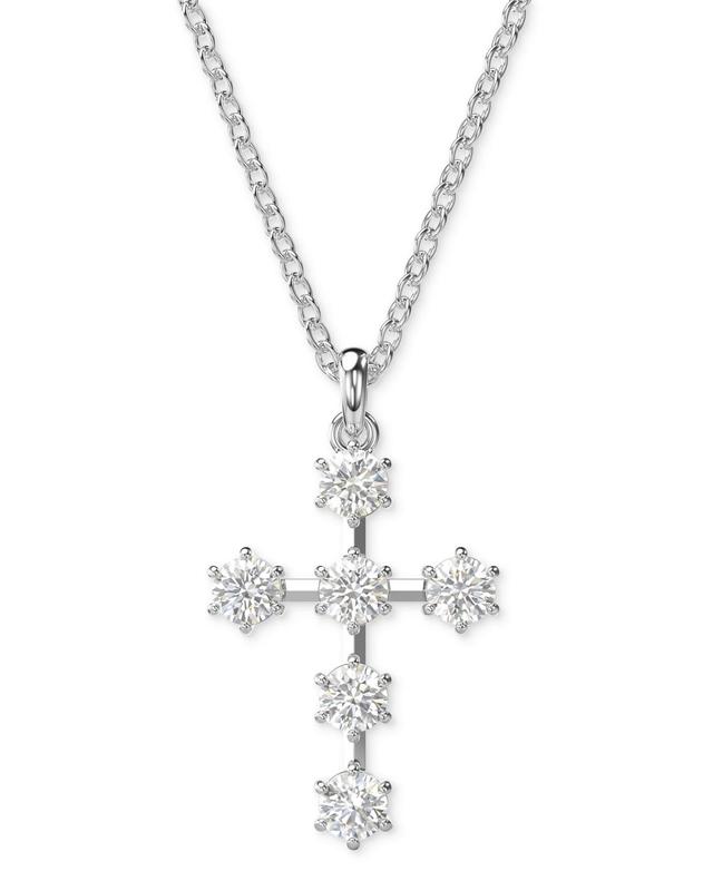 Womens Insigne Rhodium-Plated & Crystal Small Cross Pendant Necklace Product Image