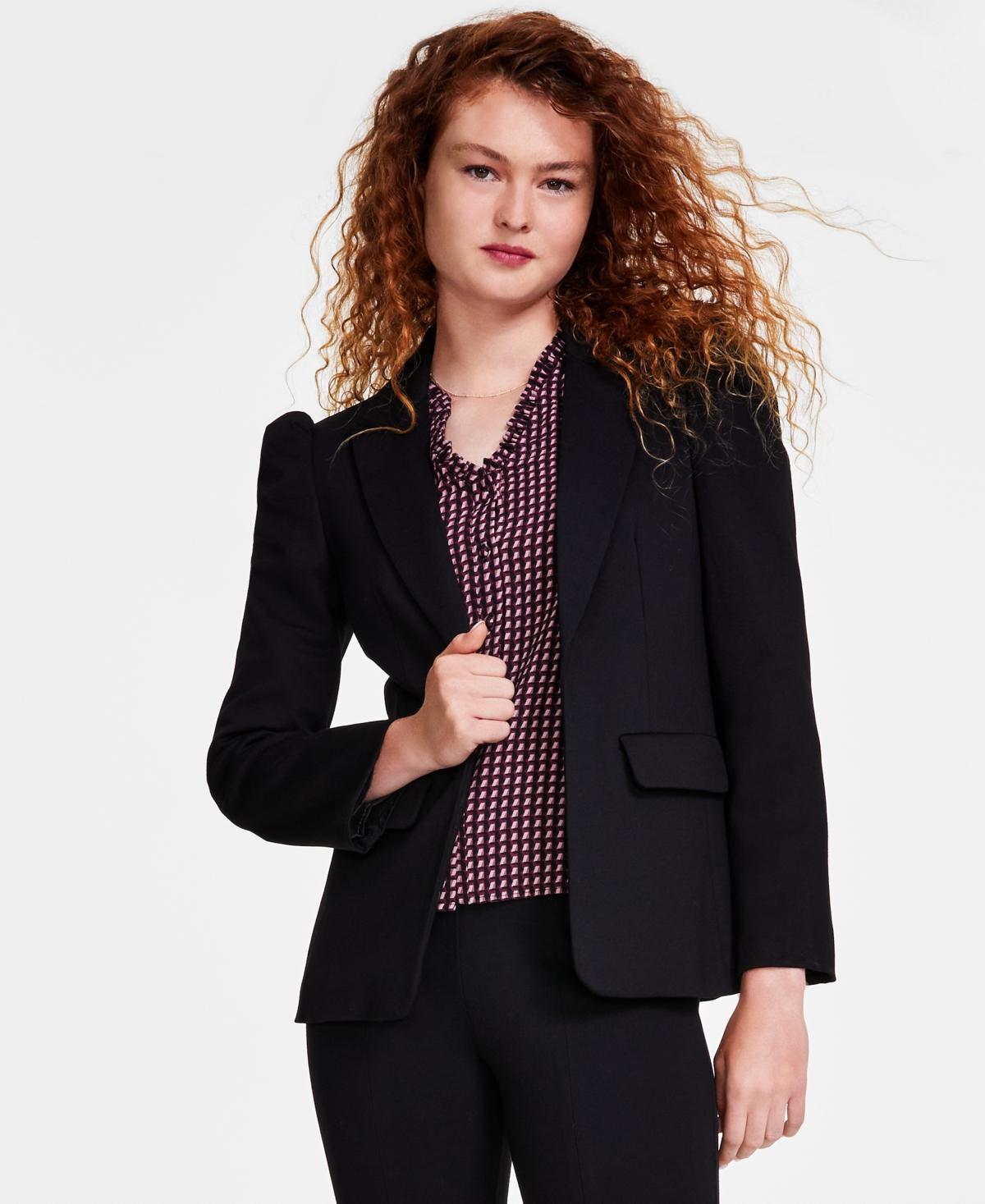 CeCe Womens Puff-Shoulder Open Front Long Sleeve Blazer Product Image