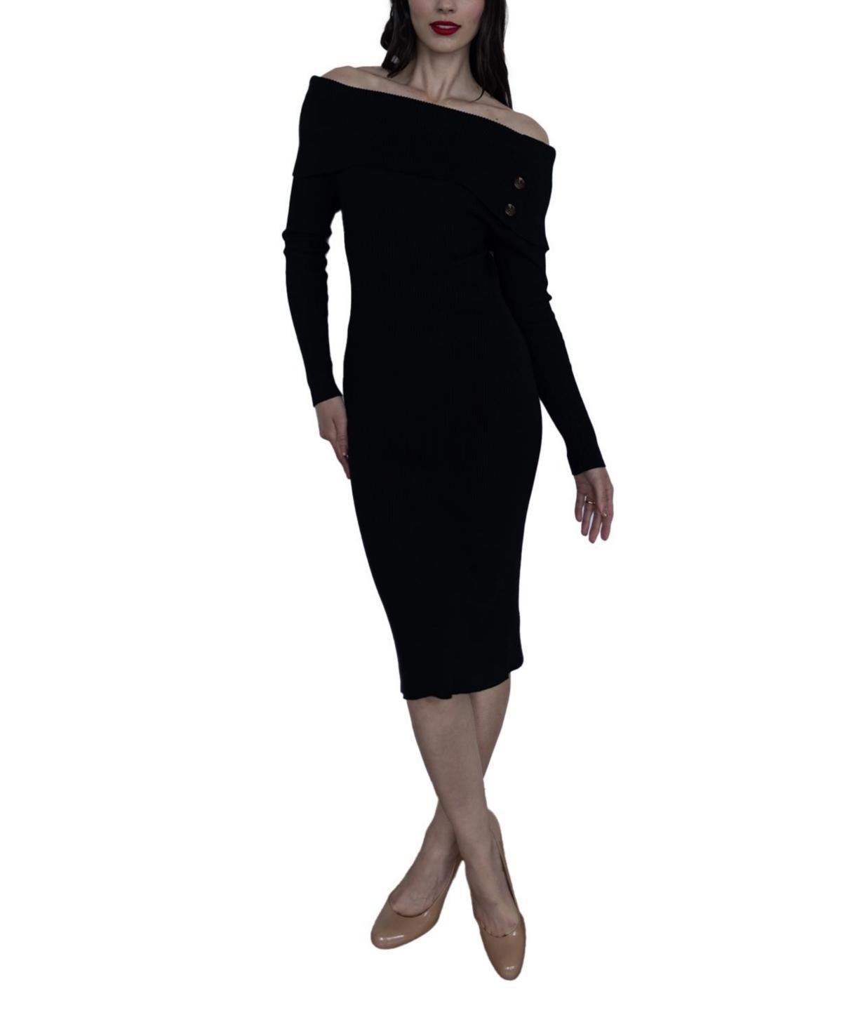 Womens Carrie Off-The-Shoulder Maternity Midi-Dress Product Image