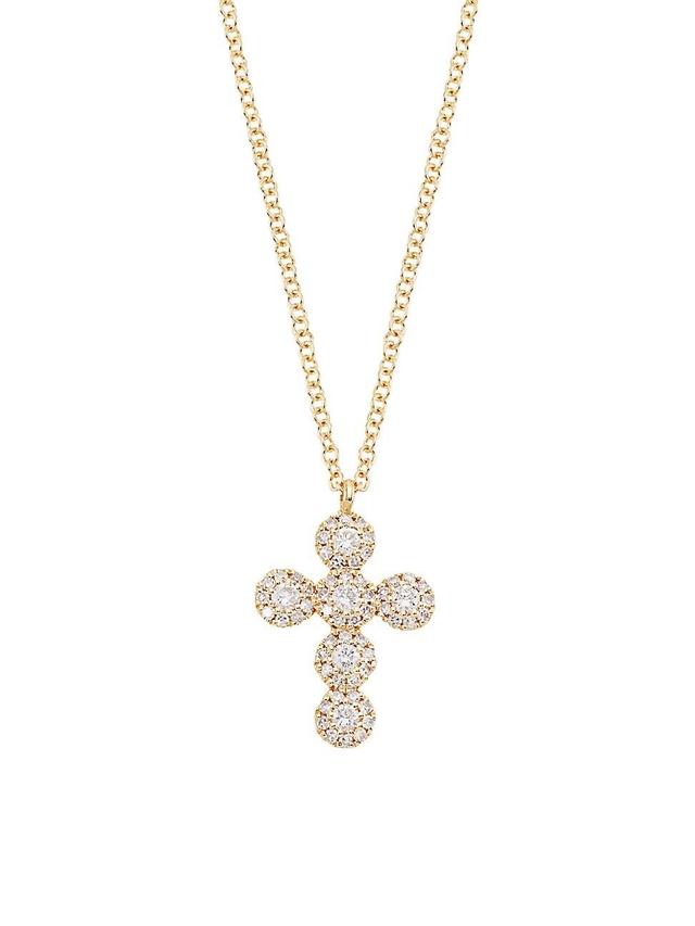 Womens 14K Yellow Gold & 0.25 TCW Diamond Cross Pendant Necklace Product Image