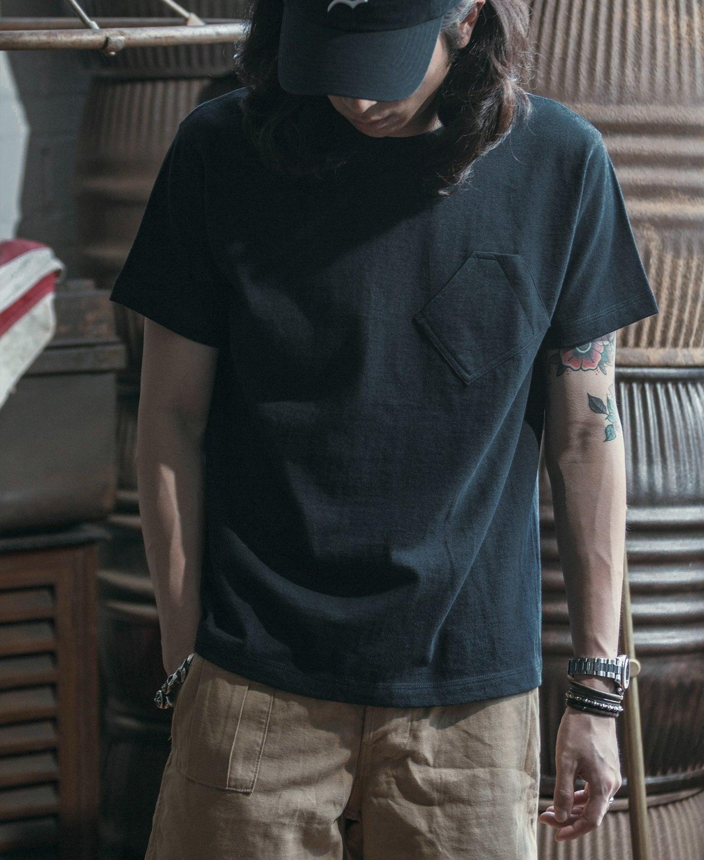 1930s Slanted Pocket Tubular T-Shirt - Navy Product Image