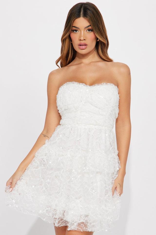 Maya Mesh Embroidery Mini Dress - White Product Image