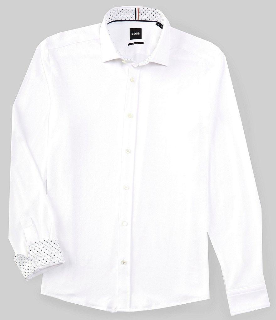 Hugo Boss BOSS Slim Fit Stretch Jersey Roan Long Sleeve Woven Shirt Product Image