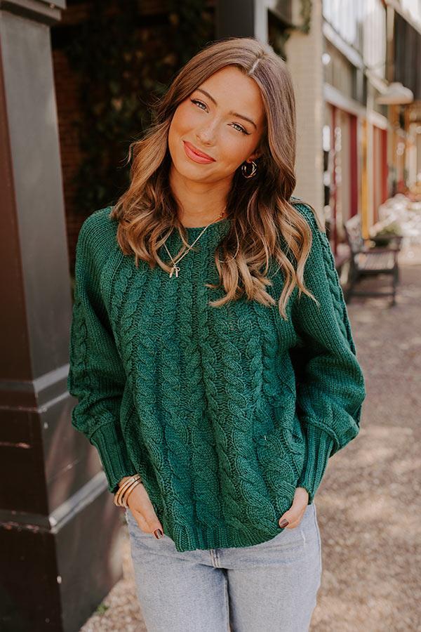 Cabin Parkway Cable Knit Sweater in Hunter Green Product Image