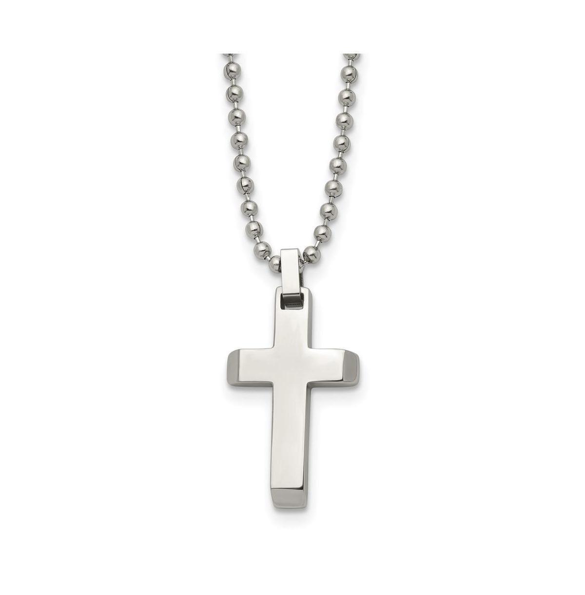 Chisel Stainless Steel Polished Cross Pendant on a Ball Chain Necklace Product Image