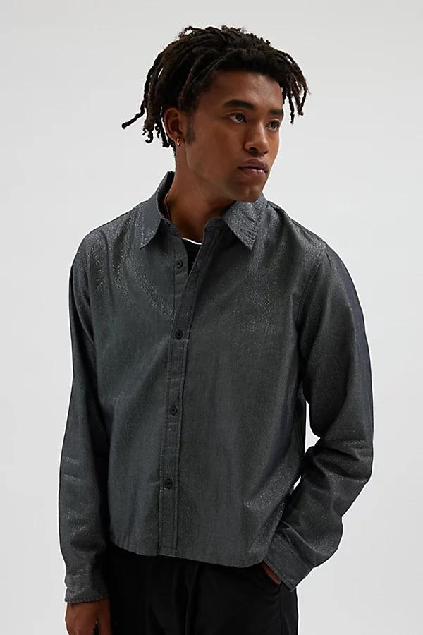 Urban Outfitters UO Shiny Solid Long Sleeve Button-Down Dress Shirt Mens at Urban Outfitters Product Image