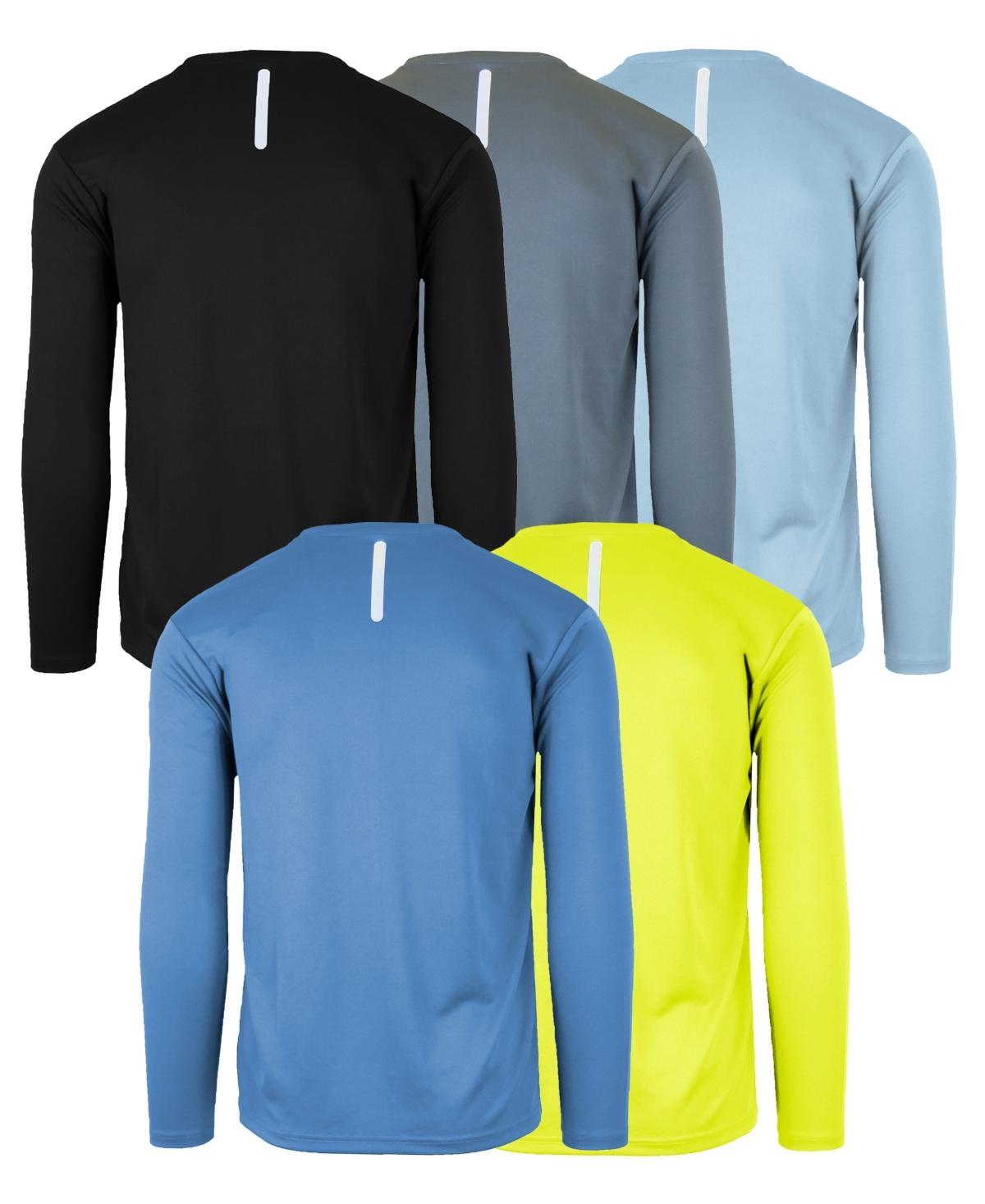 Galaxy By Harvic Mens Long Sleeve Moisture-Wicking Performance Crew Neck Tee -5 Pack Product Image