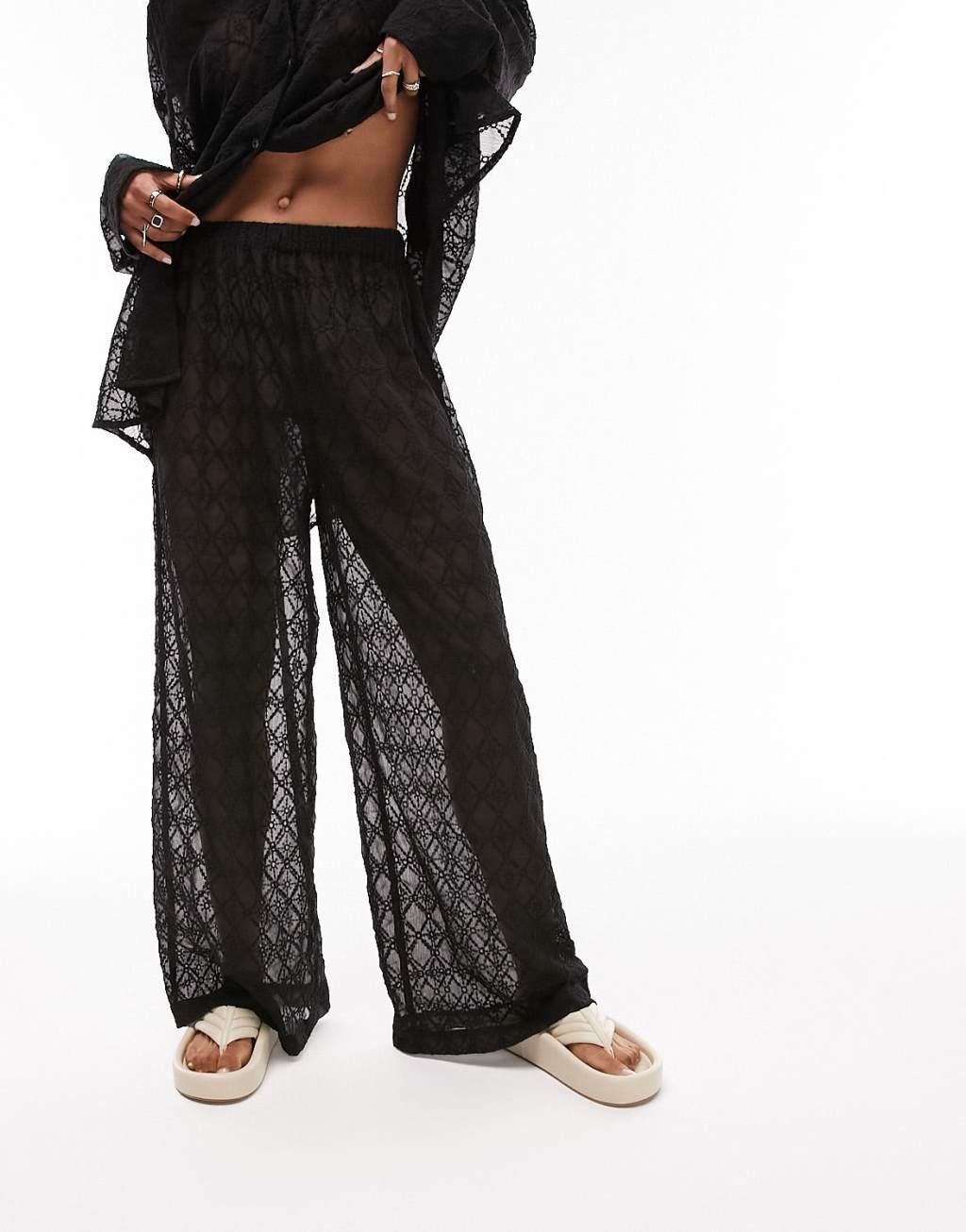 Topshop embroidered chiffon beach pants Product Image