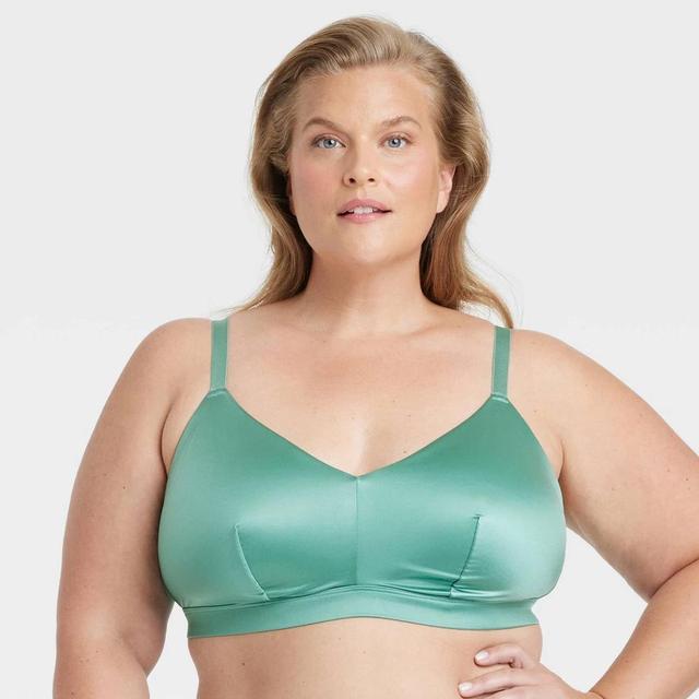 Womens Satin Unlined Triangle Bralette - Auden Teal 2X Product Image