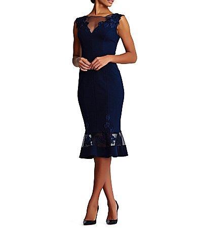 Womens Lace-Accented Cocktail Dress Product Image