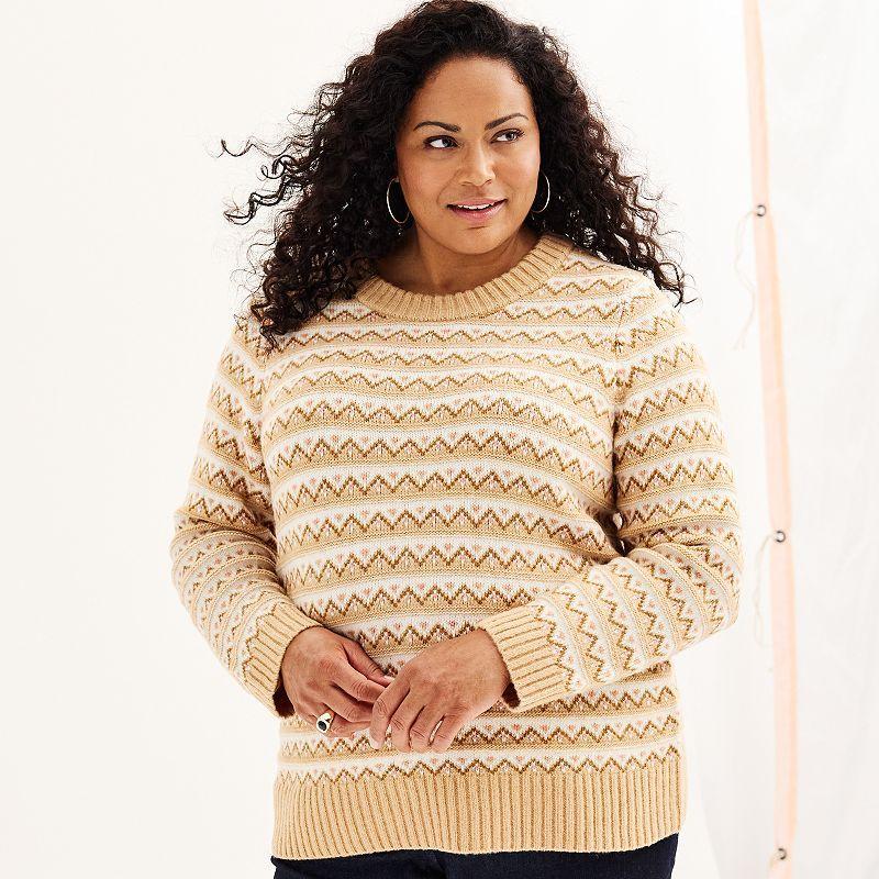 Plus Size Croft & Barrow Fairisle Pullover Sweater, Womens product image