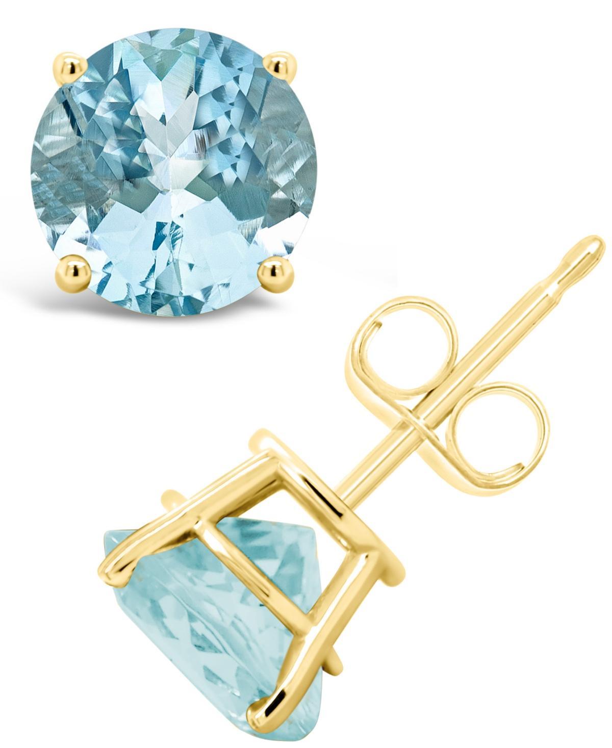 Celebration Gems 14k Gold Aquamarine Stud Earrings, Womens, Blue Product Image