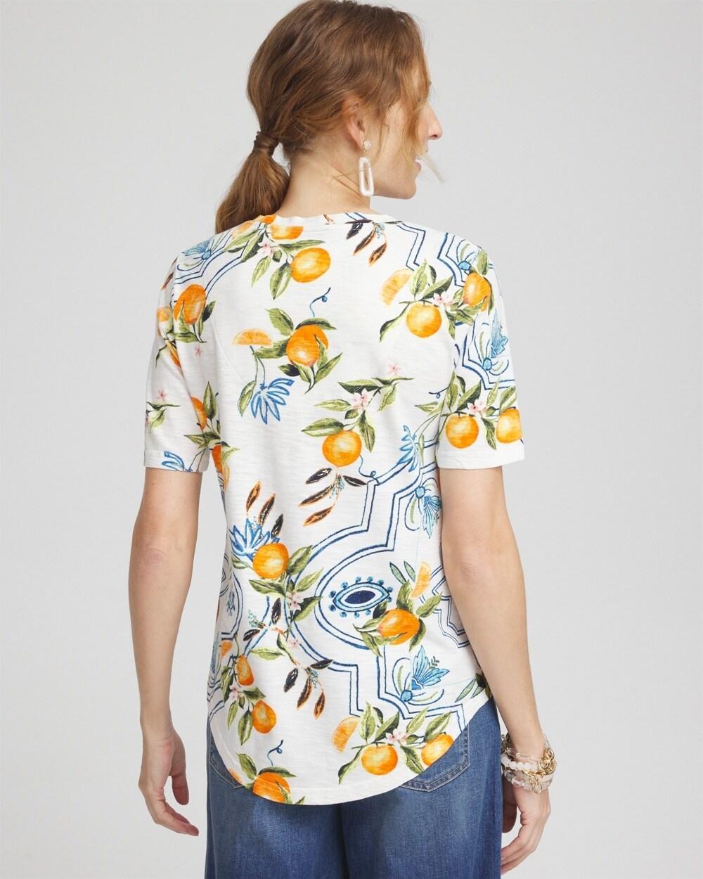 Tropical Print Notch Neck Tee Product Image