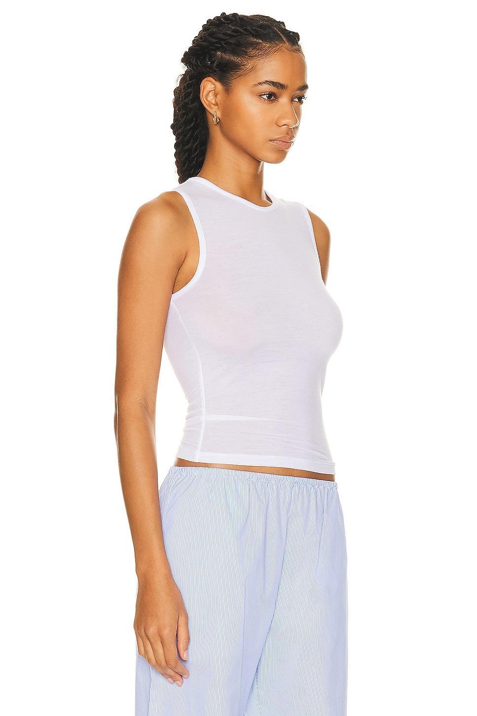 LESET Julien Sleeveless Crew Top White. (also in ). product image