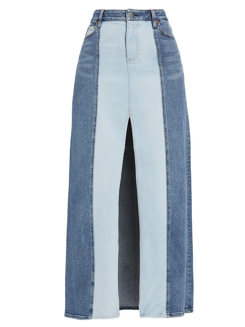 Womens Rye Two-Tone Denim Maxi Skirt Product Image