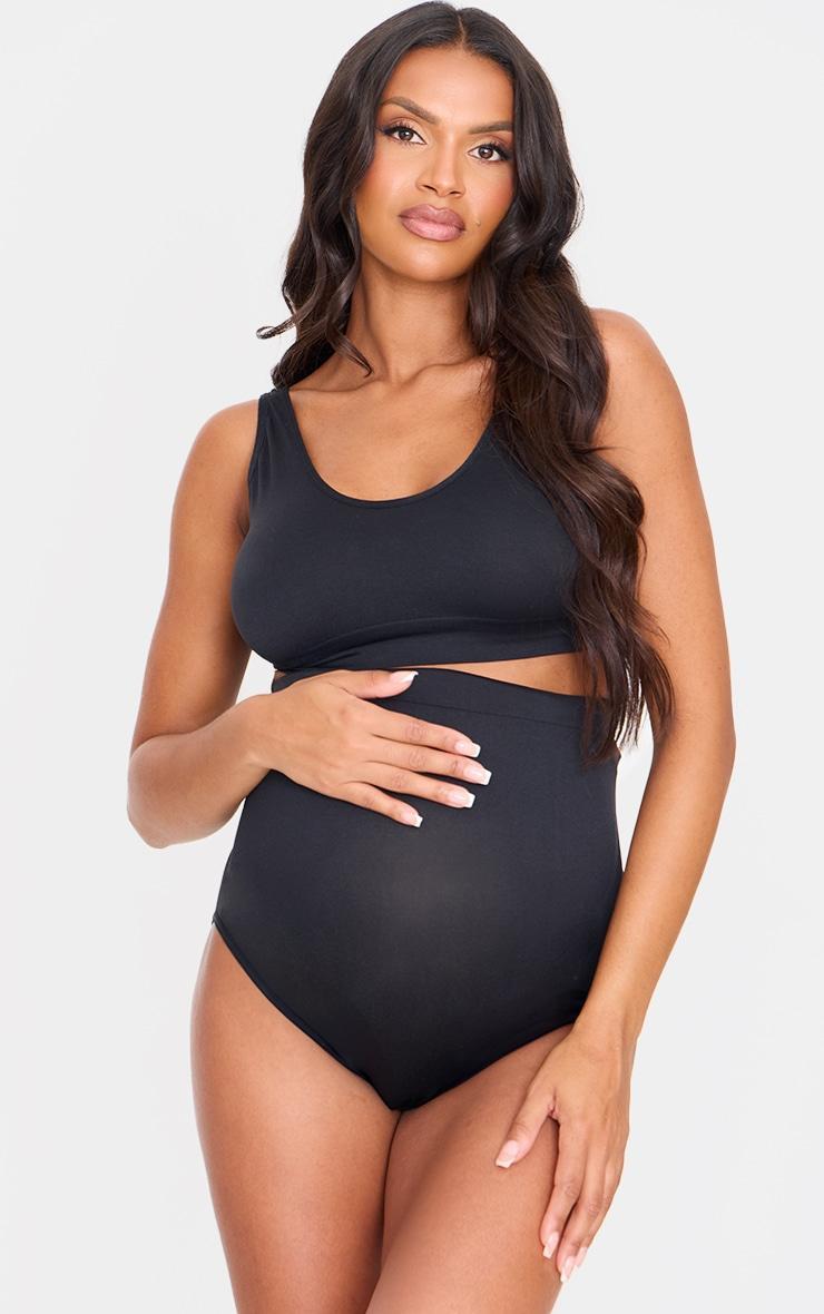  Maternity Black Seamless Scoop Neck Bralette Product Image