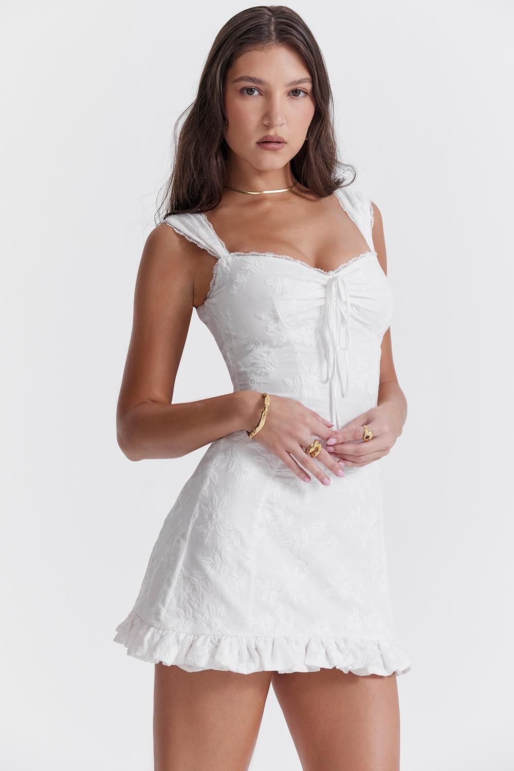 Odessa White Embroidered Mini Dress Product Image