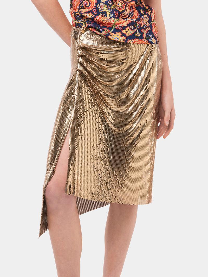 gold Drapé pression chainmail skirt Product Image