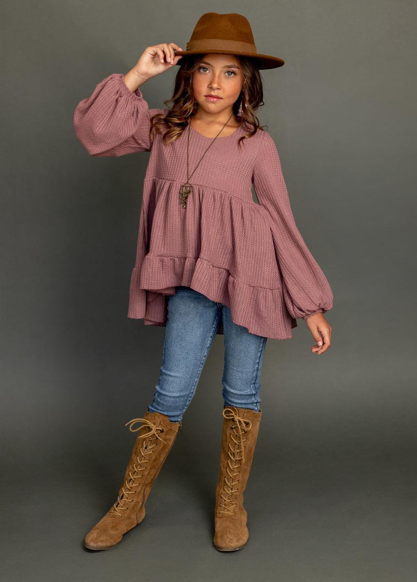 Laila Henley Top in Mauve Product Image