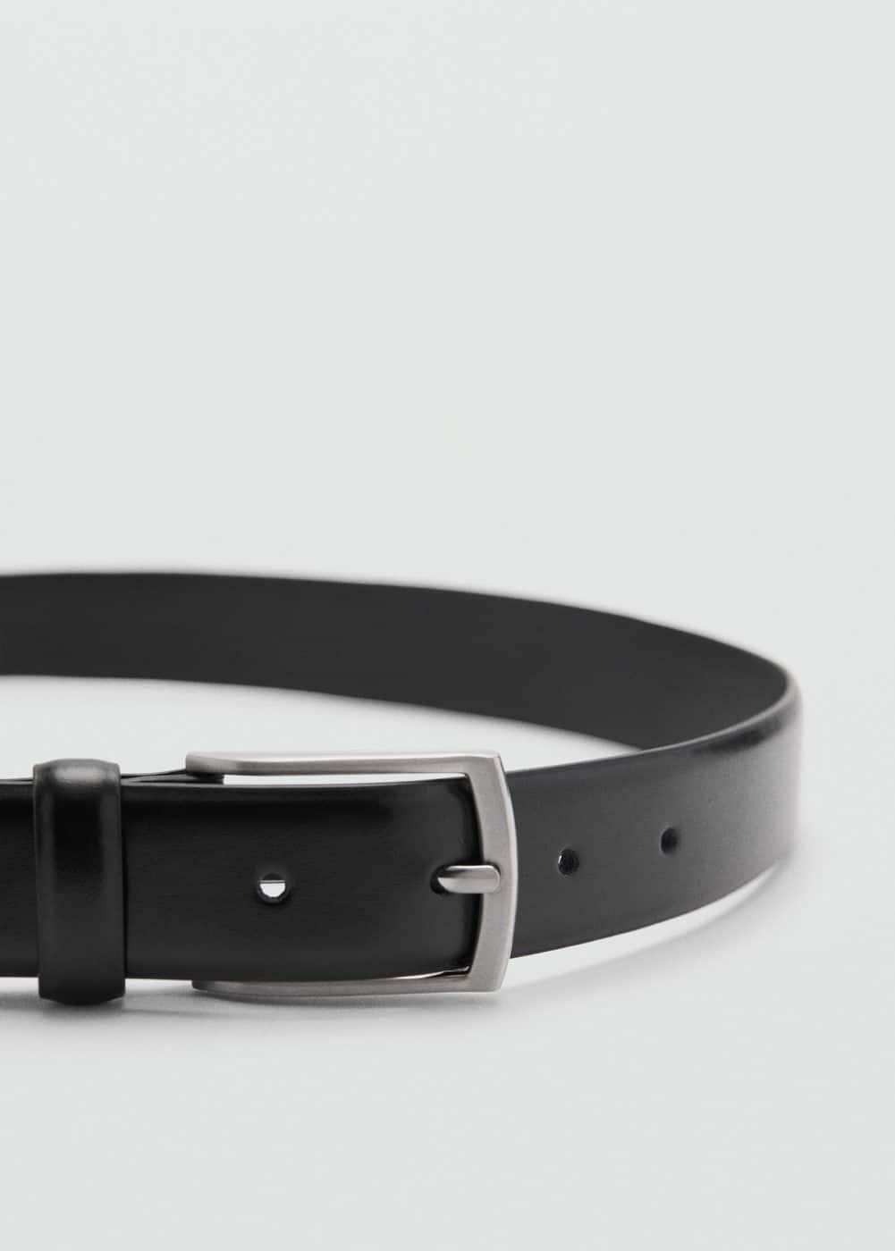 MANGO MAN - Leather belt blackMen Product Image