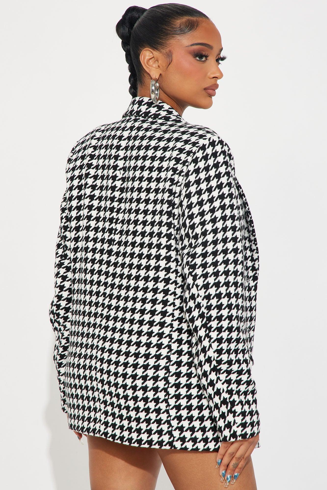 Not So Polite Houndstooth Blazer - Black/White Product Image