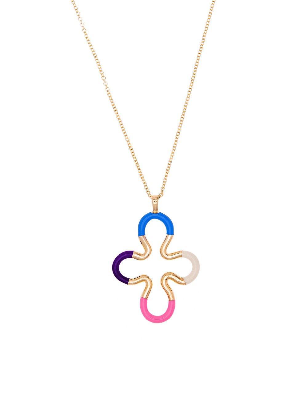 Womens B Color Goldtone & Enamel Flower Pendant Necklace Product Image