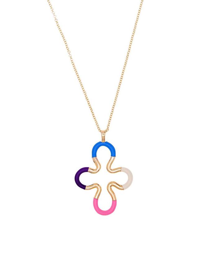 Womens B Color Goldtone & Enamel Flower Pendant Necklace Product Image