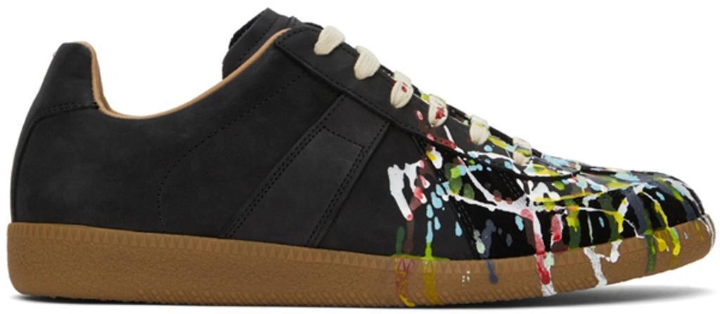 MAISON MARGIELA Paint Replica Splatter-detail Sneakers In Black Paint Product Image