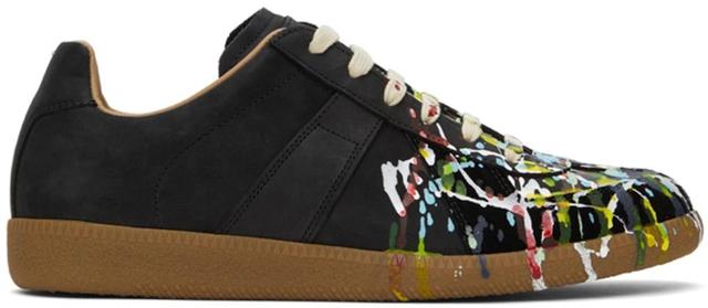 MAISON MARGIELA Paint Replica Splatter-detail Sneakers In Black Paint Product Image