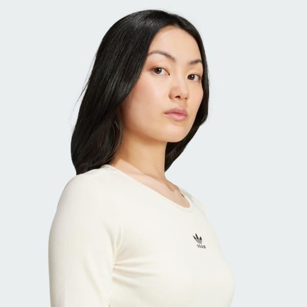 Essentials Ribbed Crop Long Sleeve Tee Product Image