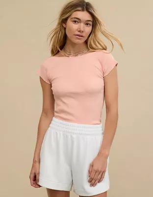 Aerie Ribbed Open Back T-Shirt Product Image