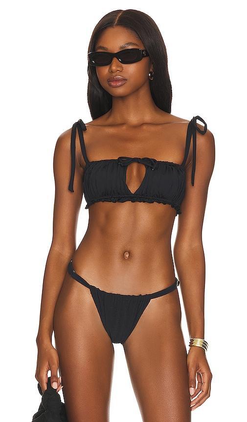 Ruched Ruffle Bikini Top Product Image