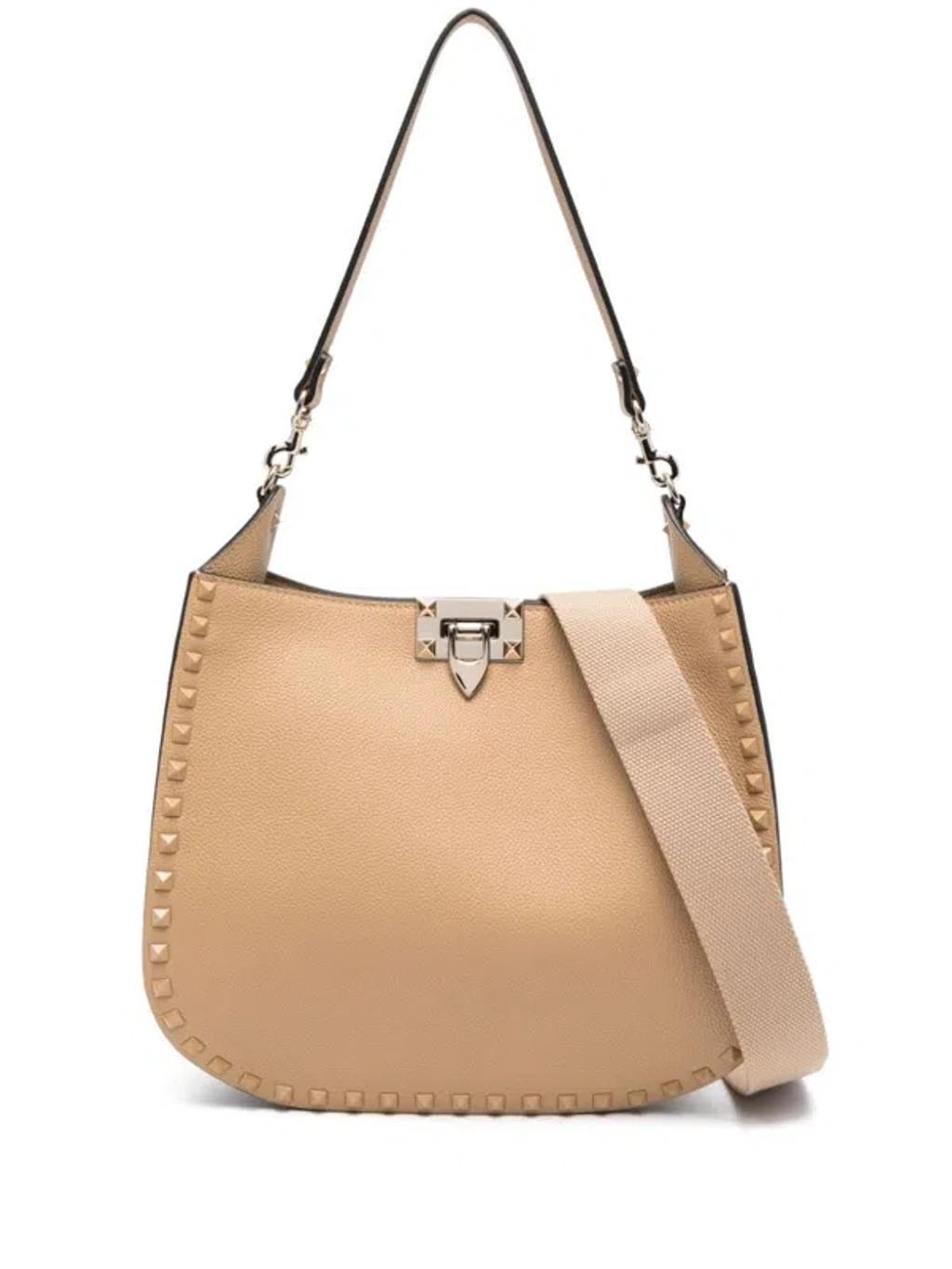 VALENTINO GARAVANI Hobo Rockstud Leather Shoulder Bag Product Image