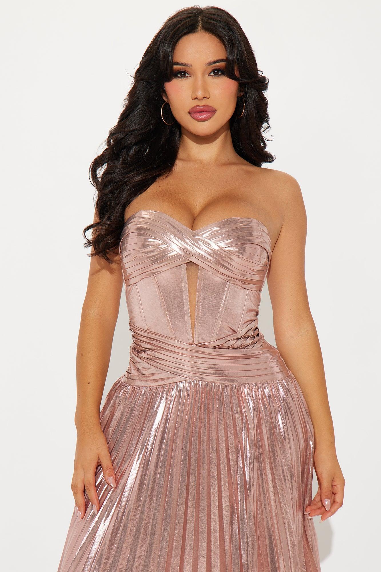 Robyn Metallic Maxi Dress - Rose Gold Product Image